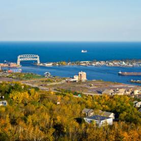 Aerial view of Duluth harbor