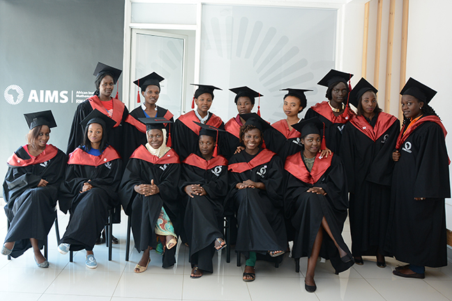 A group of AIMS graduates in caps and gowns