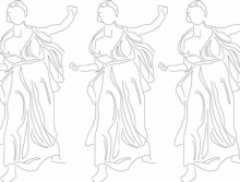 Line drawings of three classical sculptures of women
